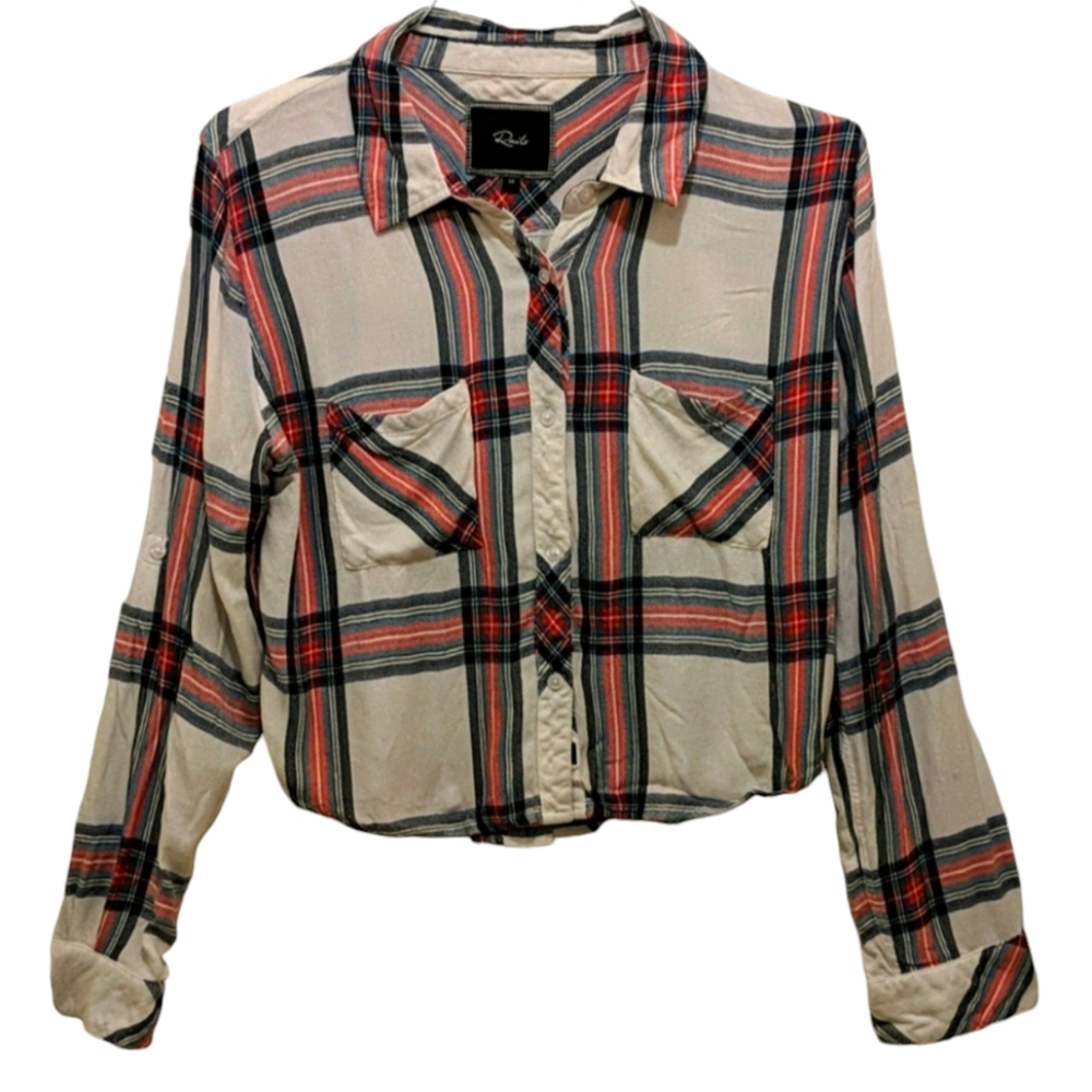 Rails * Crop Hunter Plaid Button Front - image 1
